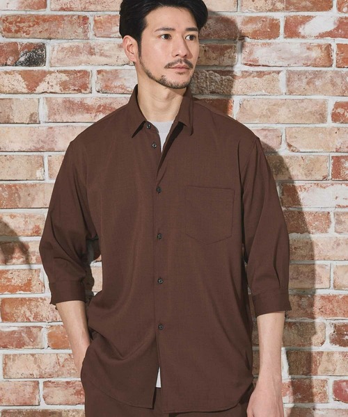 Nowadays by MEN'S BIGI(ナウアデイズバイメンズビギ)の「ストレッチカチオン七分袖シャツ(シャツ/ブラウス・メンズ・ライトブルー/ネイビー/ベージュ/ブルー/ブラウン・04/03/02)」の11枚目の写真