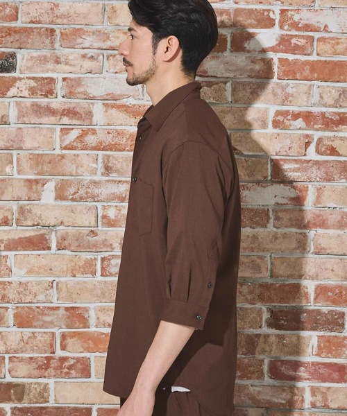 Nowadays by MEN'S BIGI(ナウアデイズバイメンズビギ)の「ストレッチカチオン七分袖シャツ(シャツ/ブラウス・メンズ・ライトブルー/ネイビー/ベージュ/ブルー/ブラウン・04/03/02)」の12枚目の写真