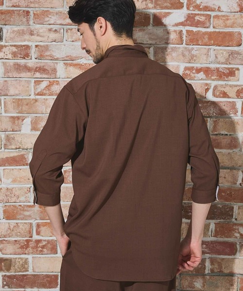 Nowadays by MEN'S BIGI(ナウアデイズバイメンズビギ)の「ストレッチカチオン七分袖シャツ(シャツ/ブラウス・メンズ・ライトブルー/ネイビー/ベージュ/ブルー/ブラウン・04/03/02)」の13枚目の写真