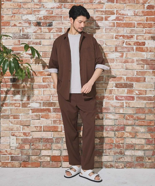 Nowadays by MEN'S BIGI(ナウアデイズバイメンズビギ)の「ストレッチカチオン七分袖シャツ(シャツ/ブラウス・メンズ・ライトブルー/ネイビー/ベージュ/ブルー/ブラウン・04/03/02)」の14枚目の写真