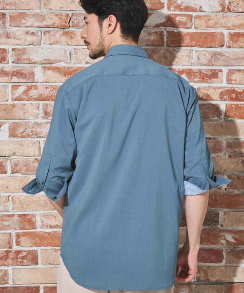 Nowadays by MEN'S BIGI(ナウアデイズバイメンズビギ)の「ストレッチカチオン七分袖シャツ(シャツ/ブラウス・メンズ・ライトブルー/ネイビー/ベージュ/ブルー/ブラウン・04/03/02)」の17枚目の写真