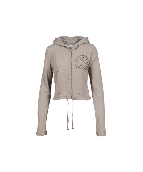 VACANT Archive（ベイカントアーカイブ）の「PARRA STUD HOOD CARDIGAN（カーディガン/ボレロ・レディース・ブラック/カーキ・MEDIUM/SMALL）」の2枚目の写真