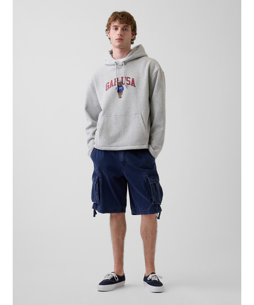 GAP(ギャップ)の「ヴィンテージソフト オーバーサイズ アメリカーナ GAPロゴパーカー(スウェット・メンズ・ライトグレー/ブルー/レッド・XS/S/M/L/XL)」の4枚目の写真