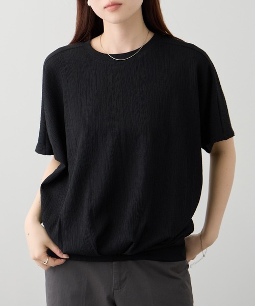 NAVY(ネイビー)の「【SARARI /サラリ】UVカット DRY 裾タックドルマンプルオーバー(Tシャツ/カットソー・レディース・ブラック/オフホワイト/オレンジ/ベージュ・M/L)」の2枚目の写真
