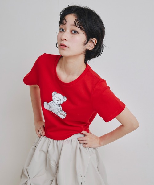 REDYAZEL(レディアゼル)の「Azely コンパクトTシャツ(Tシャツ/カットソー・レディース・レッド/オフホワイト/ブラック・FREE)」の22枚目の写真