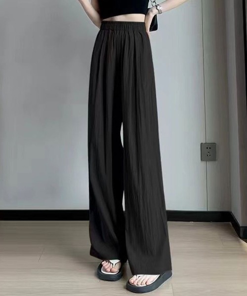 mielu（ミエル）の「タックギャザーロングワイドパンツ（その他パンツ・レディース・ブラック/ベージュ・LARGE/MEDIUM）」の7枚目の写真