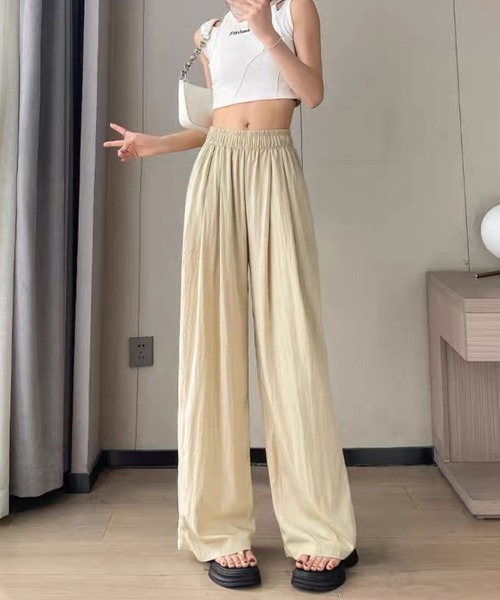 mielu（ミエル）の「タックギャザーロングワイドパンツ（その他パンツ・レディース・ブラック/ベージュ・LARGE/MEDIUM）」の10枚目の写真