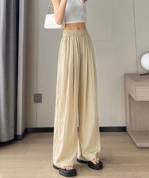 mielu（ミエル）の「タックギャザーロングワイドパンツ（その他パンツ・レディース・ブラック/ベージュ・LARGE/MEDIUM）」の9枚目の写真