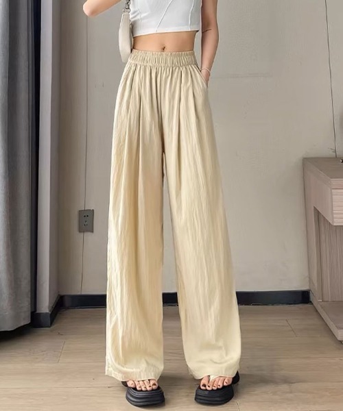 mielu（ミエル）の「タックギャザーロングワイドパンツ（その他パンツ・レディース・ブラック/ベージュ・LARGE/MEDIUM）」の8枚目の写真