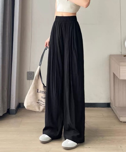 mielu（ミエル）の「タックギャザーロングワイドパンツ（その他パンツ・レディース・ブラック/ベージュ・LARGE/MEDIUM）」の5枚目の写真