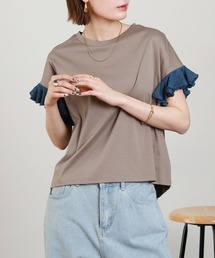 EGLANTINE 袖ニットフリルカットソー 半袖