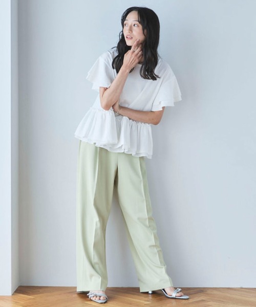 Liora by archives（リオラバイアルシーヴ）の「高機能接触冷感レイヤードフレアスリーブＴＥＥ（Tシャツ/カットソー・レディース・ブラウン/チャコールグレー/ブラック/オフホワイト・MEDIUM/LARGE）」の10枚目の写真