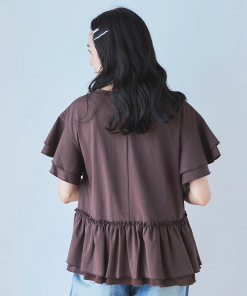 Liora by archives（リオラバイアルシーヴ）の「高機能接触冷感レイヤードフレアスリーブＴＥＥ（Tシャツ/カットソー・レディース・ブラウン/チャコールグレー/ブラック/オフホワイト・MEDIUM/LARGE）」の16枚目の写真