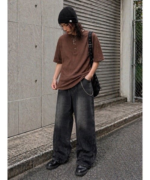 Bling Leads(ブリングリーズ)の「【Bls】 【ZM】【Bling Leads】ランダムテレコ ヘンリーネックTEE(Tシャツ/カットソー・メンズ・グレー系その他/ブラウン/チャコール/ブラック・LARGE/MEDIUM)」の6枚目の写真