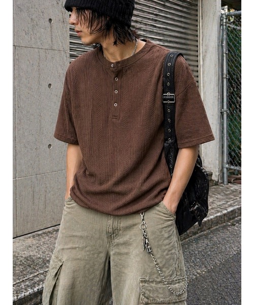 Bling Leads(ブリングリーズ)の「【Bls】 【ZM】【Bling Leads】ランダムテレコ ヘンリーネックTEE(Tシャツ/カットソー・メンズ・グレー系その他/ブラウン/チャコール/ブラック・LARGE/MEDIUM)」の7枚目の写真