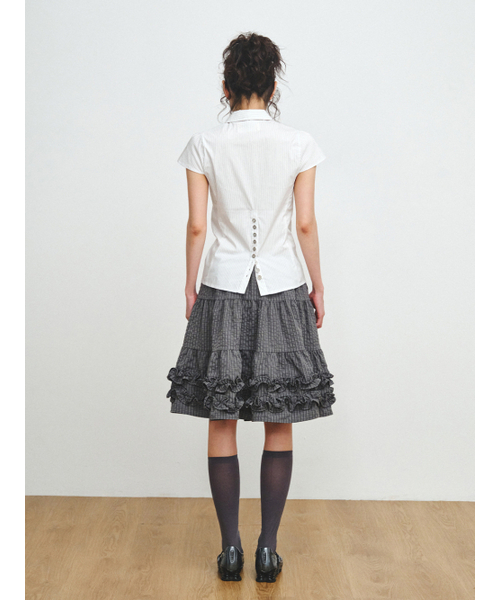PLZPROJECT（プリーズプロジェクト）の「PIN-STRIPE BUTTON TOP（シャツ/ブラウス・レディース・ホワイト・FREE）」の4枚目の写真