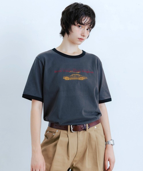 Zooodle(ズードル)の「Graphic Ringer T-Shirt - グラフィックリンガーTシャツ -(Tシャツ/カットソー・メンズ・ベージュ/チャコールグレー・MEDIUM/LARGE)」の4枚目の写真