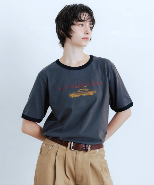 Zooodle(ズードル)の「Graphic Ringer T-Shirt - グラフィックリンガーTシャツ -(Tシャツ/カットソー・メンズ・ベージュ/チャコールグレー・MEDIUM/LARGE)」の5枚目の写真