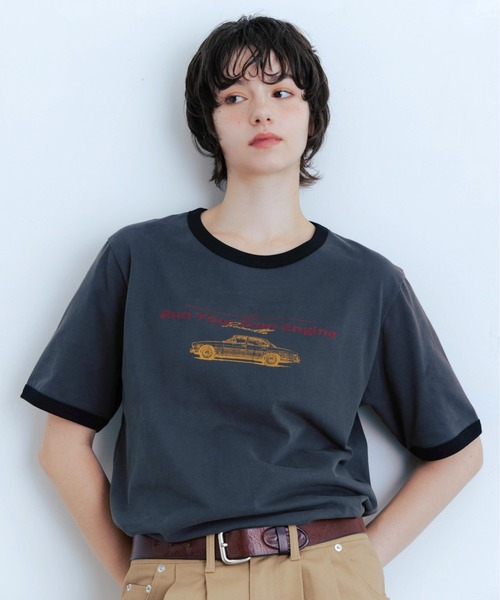 Zooodle(ズードル)の「Graphic Ringer T-Shirt - グラフィックリンガーTシャツ -(Tシャツ/カットソー・メンズ・ベージュ/チャコールグレー・MEDIUM/LARGE)」の6枚目の写真