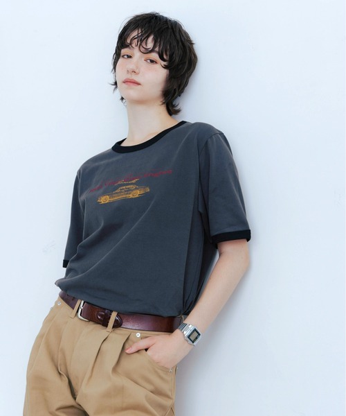 Zooodle(ズードル)の「Graphic Ringer T-Shirt - グラフィックリンガーTシャツ -(Tシャツ/カットソー・メンズ・ベージュ/チャコールグレー・MEDIUM/LARGE)」の3枚目の写真