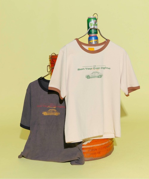 Zooodle(ズードル)の「Graphic Ringer T-Shirt - グラフィックリンガーTシャツ -(Tシャツ/カットソー・メンズ・ベージュ/チャコールグレー・MEDIUM/LARGE)」の9枚目の写真