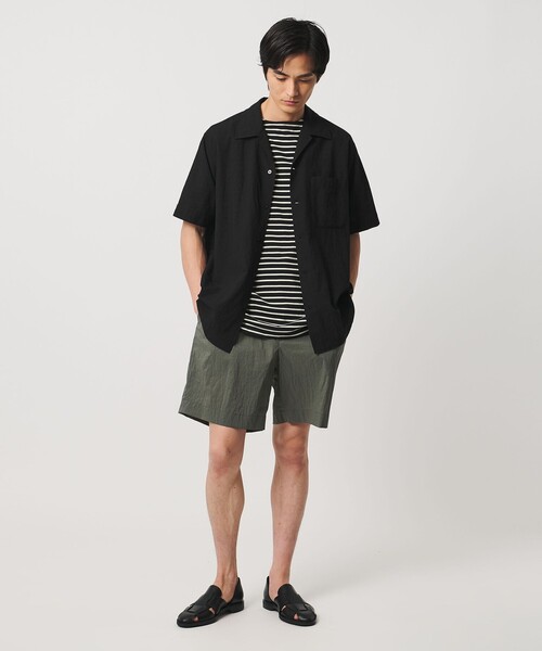UNITED ARROWS(ユナイテッドアローズ)の「ウール/ナイロン アルバトロス ワンピースカラー ショートスリーブシャツ(シャツ/ブラウス・メンズ・ブラック/モカ/ロイヤルブルー・L/M/S/XL)」の4枚目の写真