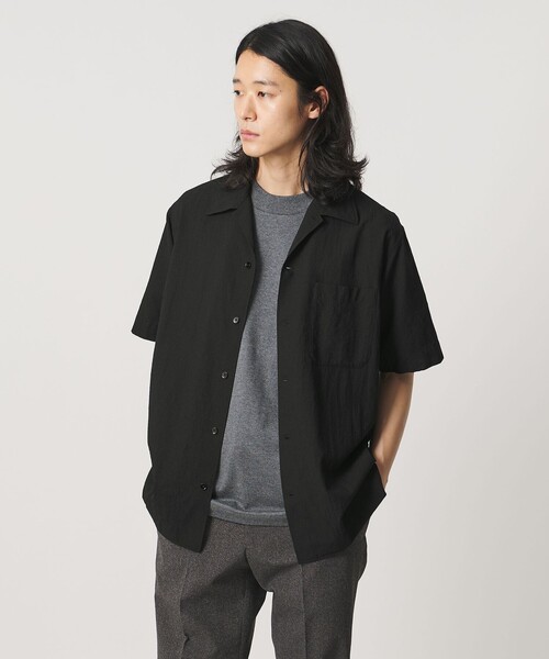 UNITED ARROWS(ユナイテッドアローズ)の「ウール/ナイロン アルバトロス ワンピースカラー ショートスリーブシャツ(シャツ/ブラウス・メンズ・ブラック/モカ/ロイヤルブルー・L/M/S/XL)」の6枚目の写真