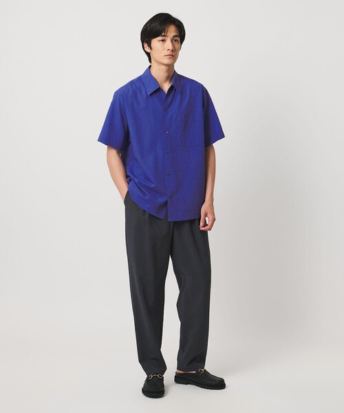 UNITED ARROWS（ユナイテッドアローズ）の「ウール/ナイロン アルバトロス ワンピースカラー ショートスリーブシャツ（シャツ/ブラウス・メンズ・ブラック/モカ/ロイヤルブルー・L/M/S/XL）」の22枚目の写真