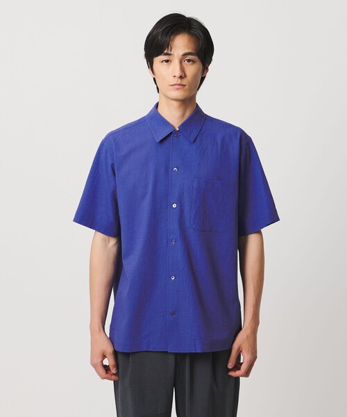 UNITED ARROWS（ユナイテッドアローズ）の「ウール/ナイロン アルバトロス ワンピースカラー ショートスリーブシャツ（シャツ/ブラウス・メンズ・ブラック/モカ/ロイヤルブルー・L/M/S/XL）」の21枚目の写真