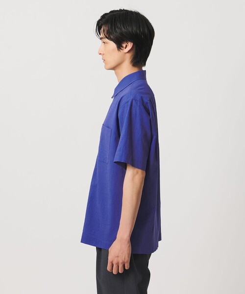 UNITED ARROWS（ユナイテッドアローズ）の「ウール/ナイロン アルバトロス ワンピースカラー ショートスリーブシャツ（シャツ/ブラウス・メンズ・ブラック/モカ/ロイヤルブルー・L/M/S/XL）」の20枚目の写真
