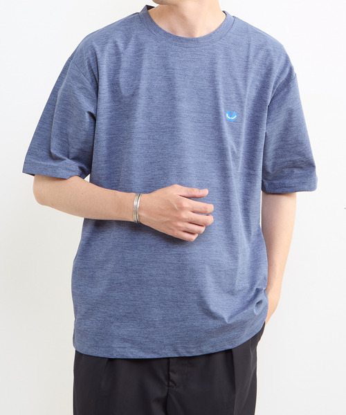 MEN'S MELROSE（メンズメルローズ）の「【MASTER FRAME/マスターフレーム】テックジャージワンポイントロゴTシャツ（Tシャツ/カットソー・メンズ・ブラック/ライトグレー/ネイビー/ブルー・3/4）」の4枚目の写真