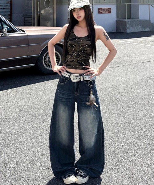 SHEENA(シーナ)の「カモフラ柄スタッズタンクトップ(タンクトップ・レディース・カーキ・M)」の6枚目の写真