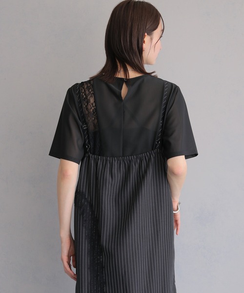 &g'aime(アンジェム)の「【&g'aime 】ストライプキャミワンピース Stripe Camisole One-piece(ワンピース・レディース・ライトグレー/ブラック/チャコールグレー・FREE)」の18枚目の写真