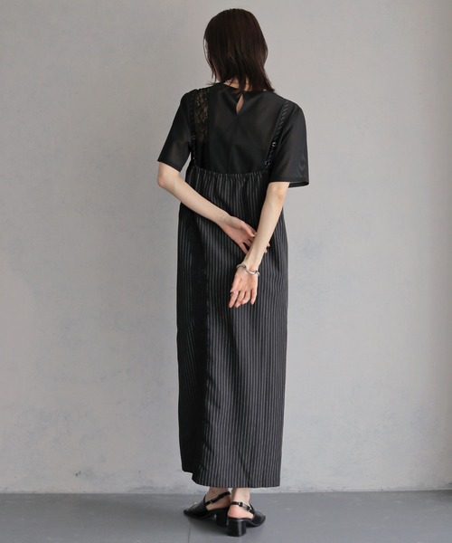 &g'aime(アンジェム)の「【&g'aime 】ストライプキャミワンピース Stripe Camisole One-piece(ワンピース・レディース・ライトグレー/ブラック/チャコールグレー・FREE)」の17枚目の写真