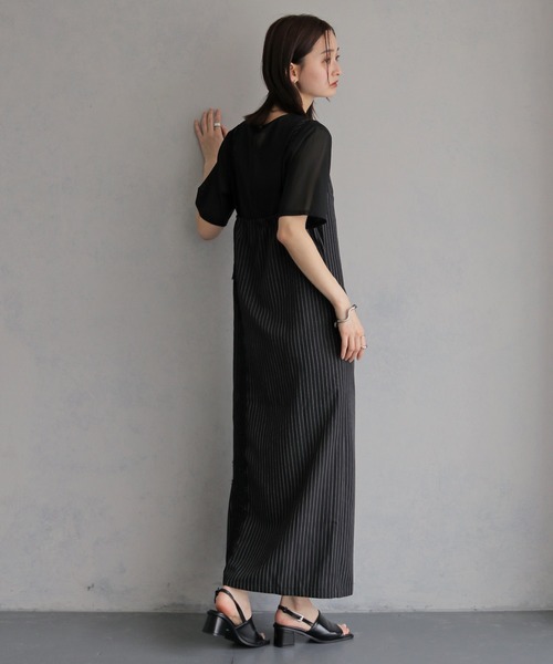 &g'aime(アンジェム)の「【&g'aime 】ストライプキャミワンピース Stripe Camisole One-piece(ワンピース・レディース・ライトグレー/ブラック/チャコールグレー・FREE)」の16枚目の写真