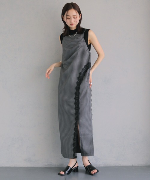 &g'aime(アンジェム)の「【&g'aime 】ストライプキャミワンピース Stripe Camisole One-piece(ワンピース・レディース・ライトグレー/ブラック/チャコールグレー・FREE)」の22枚目の写真