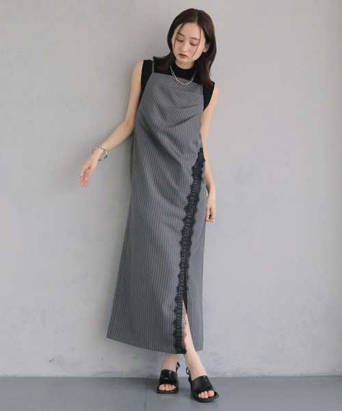 &g'aime(アンジェム)の「【&g'aime 】ストライプキャミワンピース Stripe Camisole One-piece(ワンピース・レディース・ライトグレー/ブラック/チャコールグレー・FREE)」の20枚目の写真