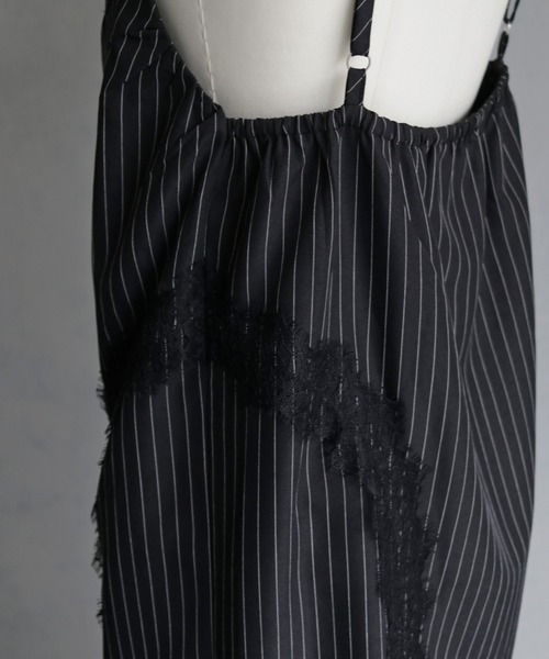 &g'aime(アンジェム)の「【&g'aime 】ストライプキャミワンピース Stripe Camisole One-piece(ワンピース・レディース・ライトグレー/ブラック/チャコールグレー・FREE)」の4枚目の写真