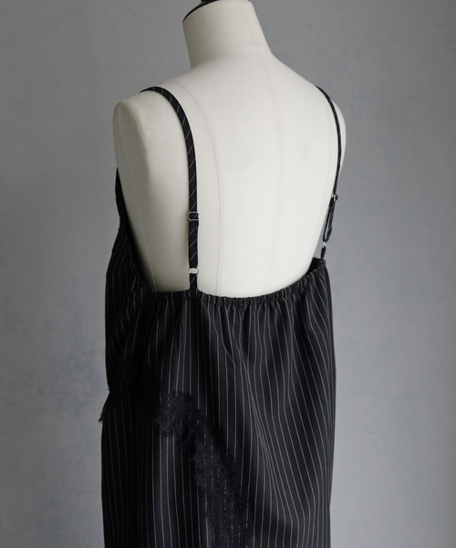 &g'aime(アンジェム)の「【&g'aime 】ストライプキャミワンピース Stripe Camisole One-piece(ワンピース・レディース・ライトグレー/ブラック/チャコールグレー・FREE)」の5枚目の写真