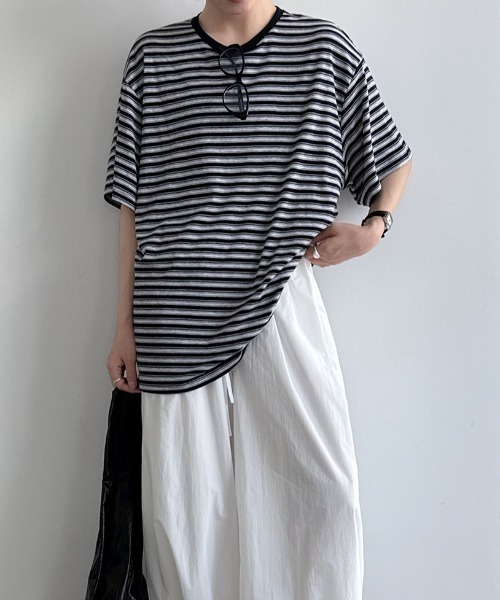 semplice(センプリチェ)の「ボーダー半袖 T シャツ(Tシャツ/カットソー・レディース・ブラック/ネイビー・F)」の16枚目の写真