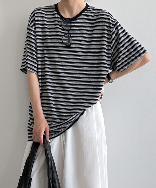 semplice(センプリチェ)の「ボーダー半袖 T シャツ(Tシャツ/カットソー・レディース・ブラック/ネイビー・F)」の18枚目の写真
