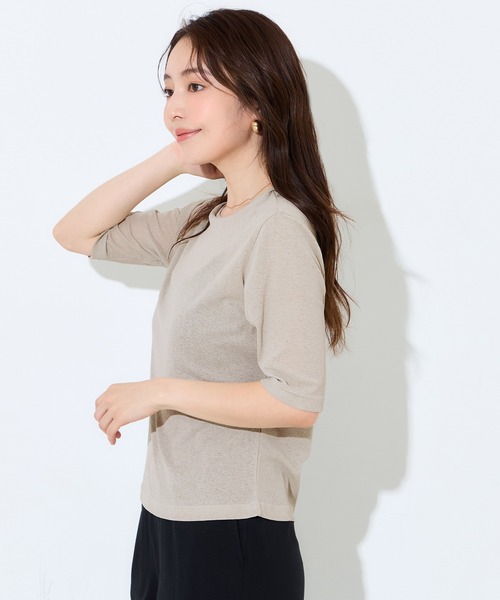 coca(coca)(コカ)の「シアージョーゼット五分袖Tシャツ(Tシャツ/カットソー・レディース・ホワイト/ブラウン/ライトグレー/ドット・M/L/S)」の14枚目の写真