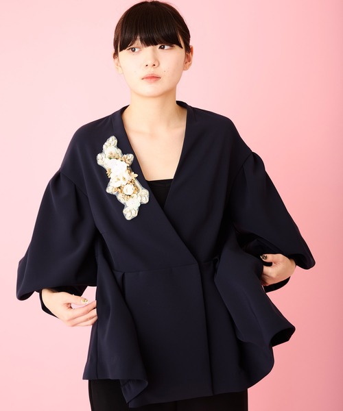 Ranerrh(ラネリ)の「【NAVY】ボリュームスリーブジャケット【結婚式・入学式・卒業式・入卒・お受験】【オケージョン】(ノーカラージャケット・レディース・ネイビー・38)」の15枚目の写真