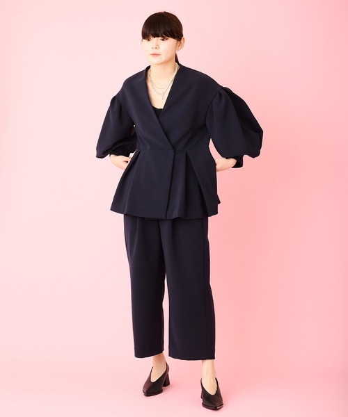 Ranerrh(ラネリ)の「【NAVY】ボリュームスリーブジャケット【結婚式・入学式・卒業式・入卒・お受験】【オケージョン】(ノーカラージャケット・レディース・ネイビー・38)」の10枚目の写真