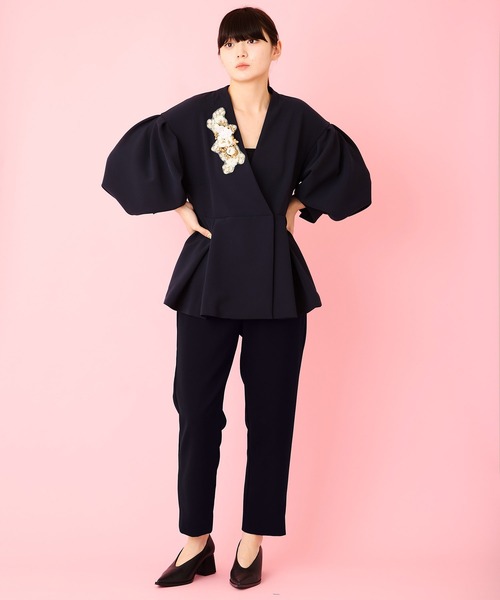 Ranerrh(ラネリ)の「【NAVY】ボリュームスリーブジャケット【結婚式・入学式・卒業式・入卒・お受験】【オケージョン】(ノーカラージャケット・レディース・ネイビー・38)」の20枚目の写真