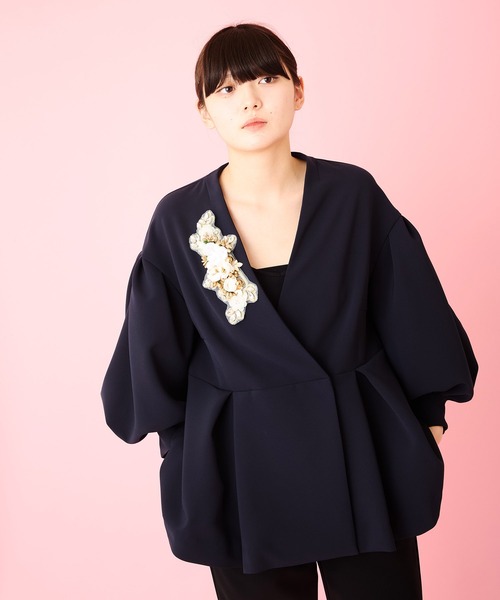 Ranerrh(ラネリ)の「【NAVY】ボリュームスリーブジャケット【結婚式・入学式・卒業式・入卒・お受験】【オケージョン】(ノーカラージャケット・レディース・ネイビー・38)」の16枚目の写真
