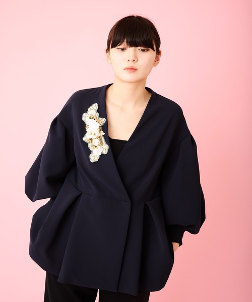Ranerrh(ラネリ)の「【NAVY】ボリュームスリーブジャケット【結婚式・入学式・卒業式・入卒・お受験】【オケージョン】(ノーカラージャケット・レディース・ネイビー・38)」の17枚目の写真