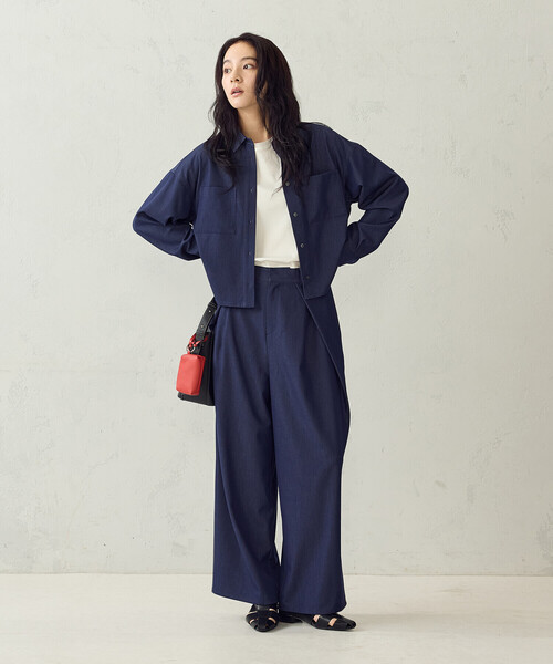 COMME CA ISM(コムサイズム)の「【セットアップ対応】2WAYスリーブ シャツ(シャツ/ブラウス・レディース・ネイビー/カーキ・MEDIUM/LARGE)」の7枚目の写真