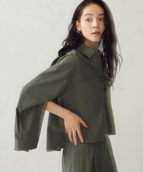COMME CA ISM(コムサイズム)の「【セットアップ対応】2WAYスリーブ シャツ(シャツ/ブラウス・レディース・ネイビー/カーキ・MEDIUM/LARGE)」の12枚目の写真