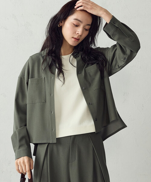 COMME CA ISM(コムサイズム)の「【セットアップ対応】2WAYスリーブ シャツ(シャツ/ブラウス・レディース・ネイビー/カーキ・MEDIUM/LARGE)」の4枚目の写真